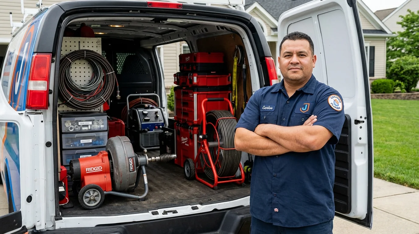Professional drain cleaning equipment and Johns Plumbing LLC plumber in Wesson