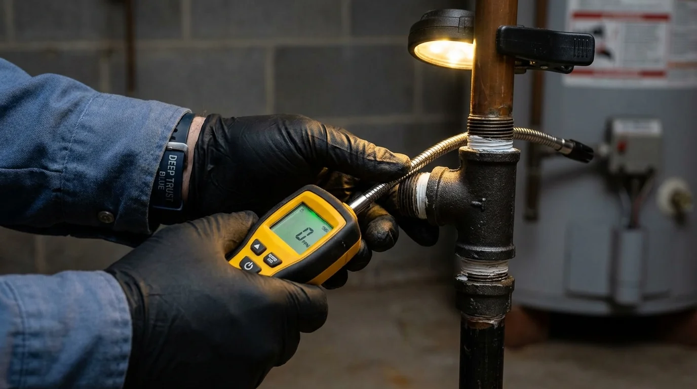 Gas leak detection with electronic sniffer by Johns Plumbing LLC in Wesson